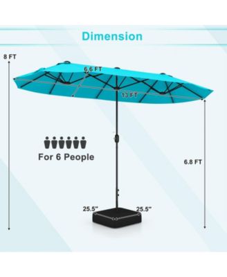 13 Feet Double-Sided Patio Twin Table Umbrella with Crank Handle
