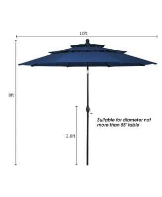 10 Feet 3 Tier Outdoor Patio Umbrella with Double Vented