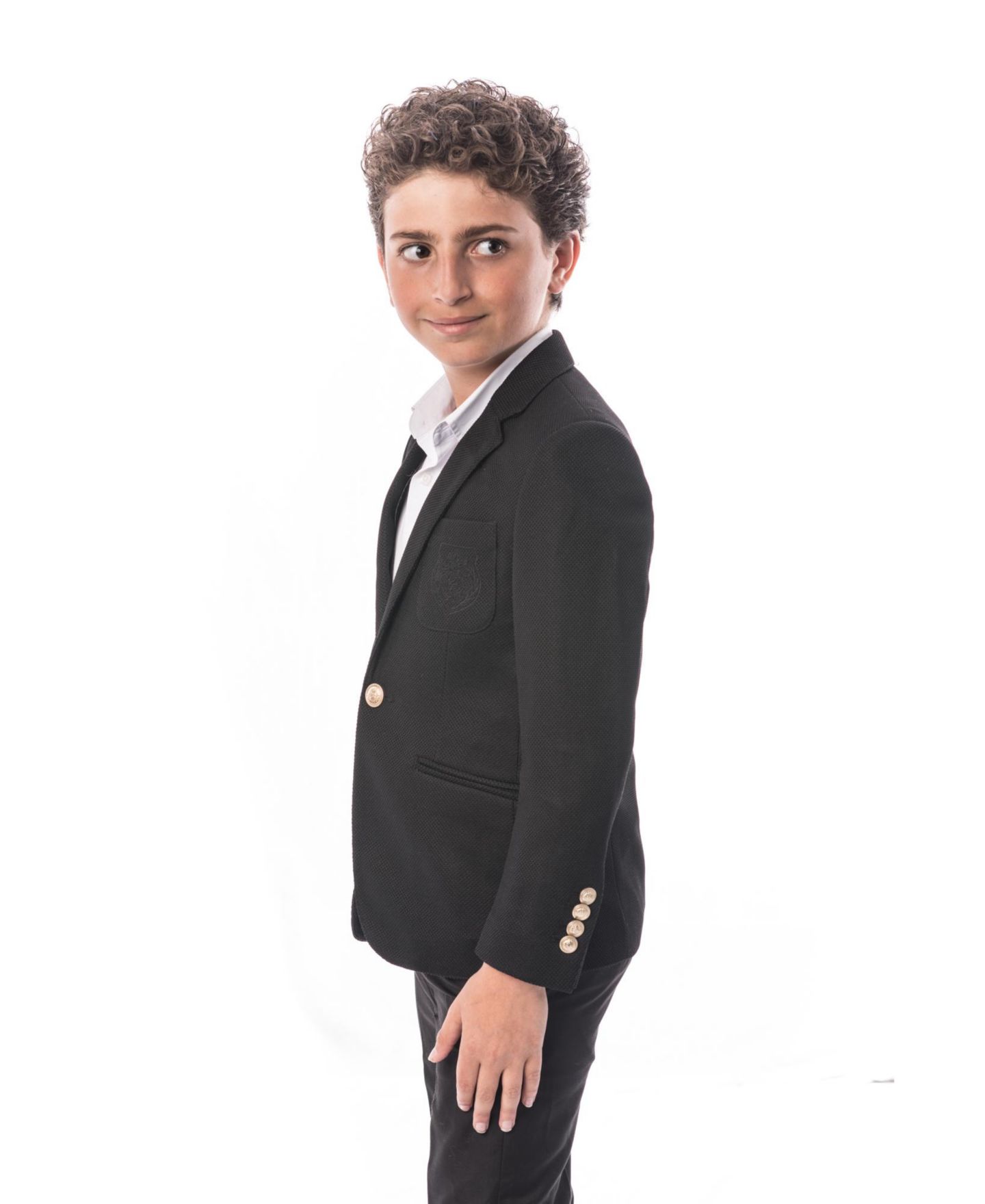 Пиджак Elie Balleh Black Slim Fit Honeycomb Blazer для малышей, цвет: Чёрный — фото 2