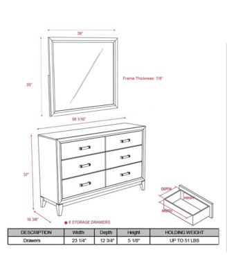 Ambroise Wood Dresser & Mirror, Gray/Black