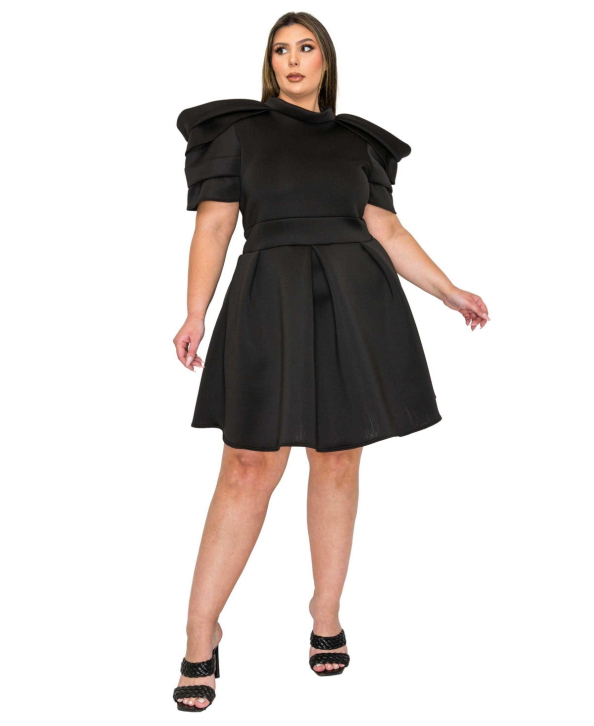 Plus Size Karina Neoprene Flare Dress - White