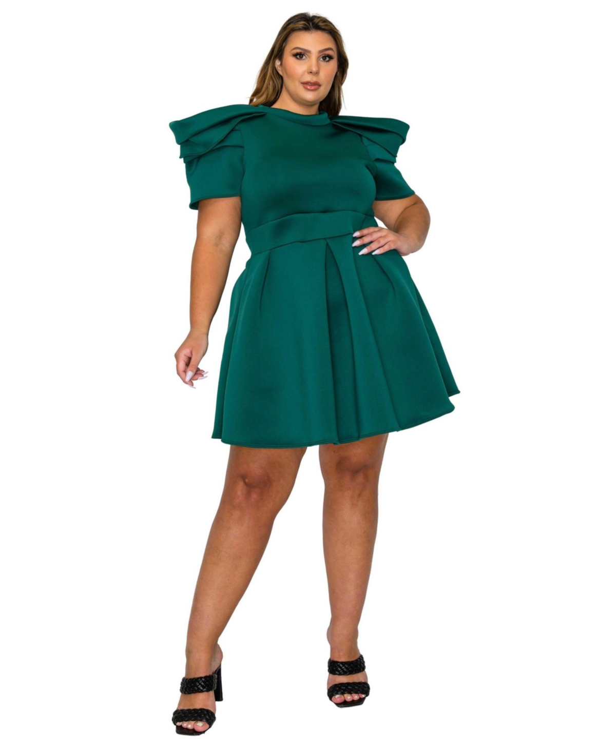 Plus Size Karina Neoprene Flare Dress - White