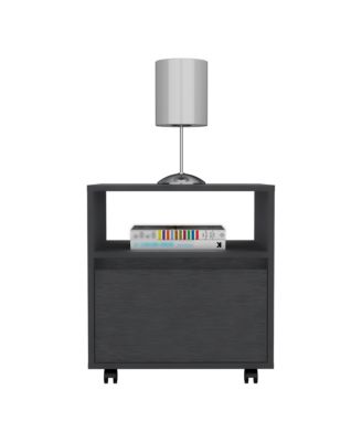 One Drawer Faux Wood Nightstand for Bedroom Storage and Bedside Table