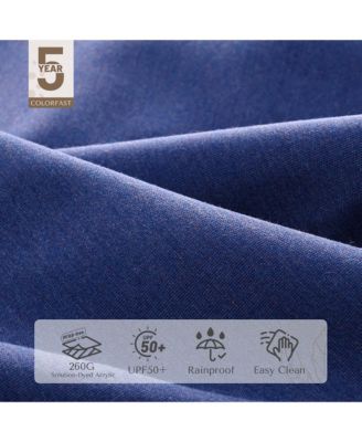 9Ft Patio BOHO Market Patio Umbrella 260GSM Acrylic Fabric 5-Year-Non-Fading Resort Outdoor Market Hyacinth Blue