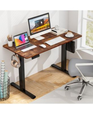 Electric Standing Desk with 3 Memory Height Settings and 2 Hanging Hooks &amp; Cable Management