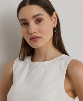フェミニン【RALPH LAUREN】Eyelet デニム ノースリーブ ドレス Lauren Ralph Lauren Women's Eyelet Denim Sleeveless Shift