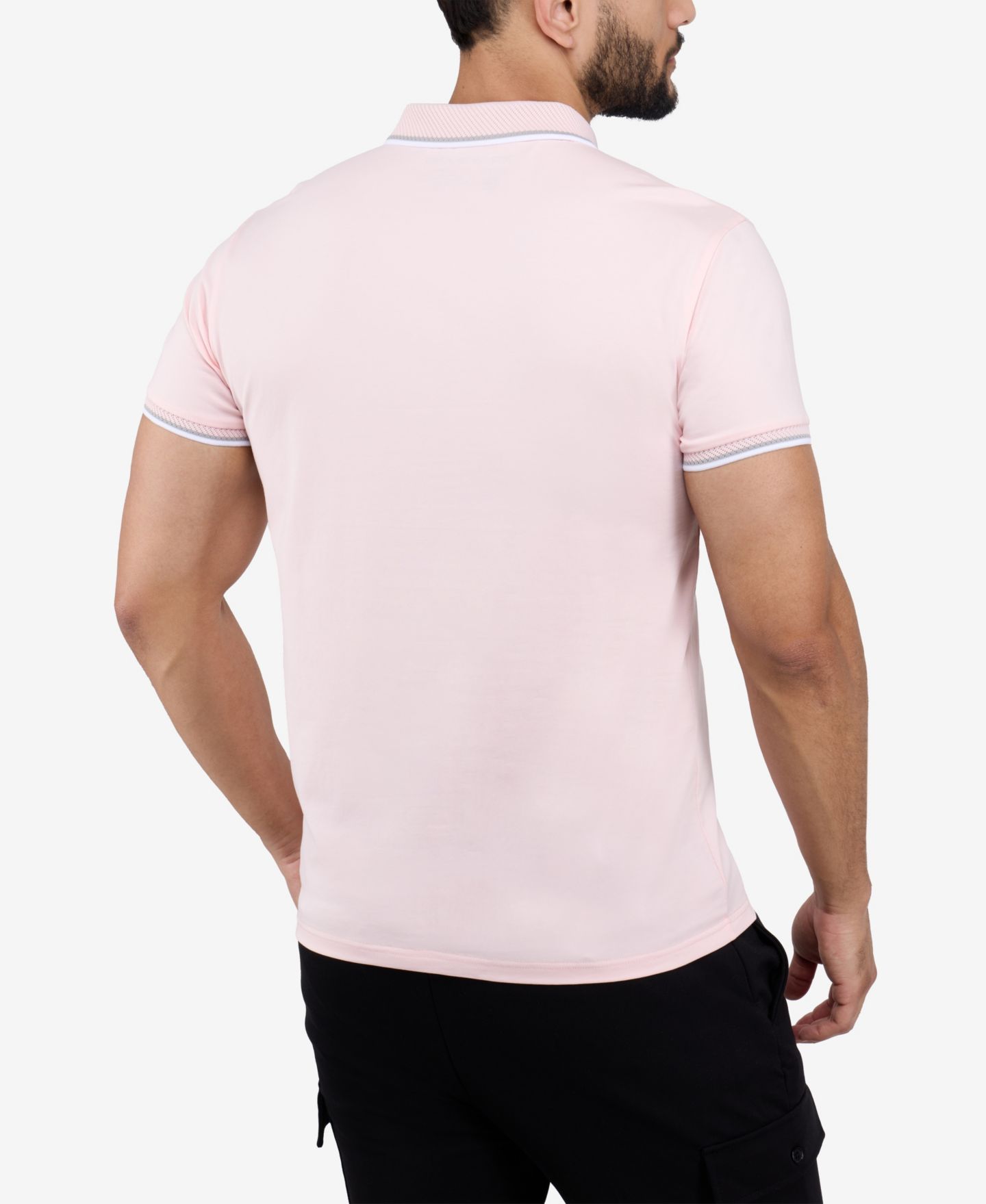Мужское поло XRAY Short Sleeve Texture Rib Polo, цвет: Розовый / Меланжевый серый — фото 2