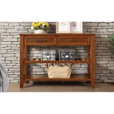 Mid-Century Style Solid Wood Console Table with Storage