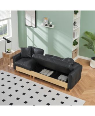 Streamdale 87" Black Tech Sofa Bed with Storage