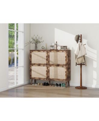 4 Door Shoe Rack, Freestanding Modern Shoe Storage Cabinet, for Entryway