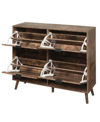 4 Door Shoe Rack, Freestanding Modern Shoe Storage Cabinet, for Entryway