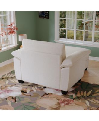 51" Beige Chenille Chaise Lounge with Ottoman & Storage