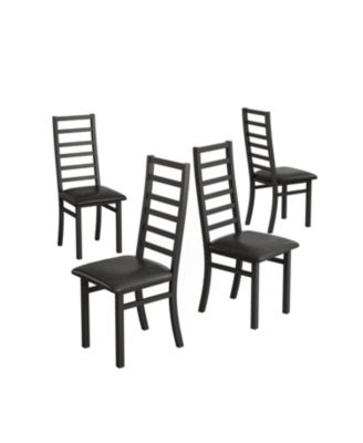 Black PU Leather Dining Chairs Set of 4, Steel Legs