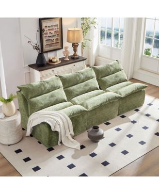 Armless Floor Chair: Single Sofa Lounger with Backrest (GREEN)