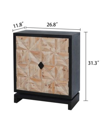 3D Geometric Carved wood Double-Door Cabinet