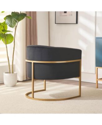 Streamdale Upholstered velvet chair Gold metal bracket, medieval living room office tea room lounge chair with curved backrest