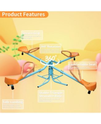 4 Seat Kids Spinning Seesaw Teeter Totter Outdoor Playground Equipment for Backyard Swivel Toy