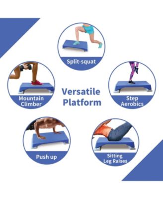 Adjustable Workout Aerobic Stepper Fitness Exercise Step Platform with 2 Risers Gray Black