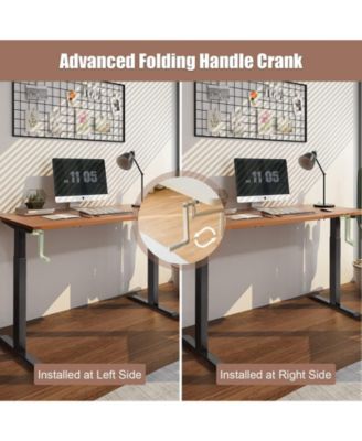 Hand Crank Stand Up Desk Frame, Manual Height Adjustable Standing Workstation with Foldable Crank Handle, Cable Management Tray