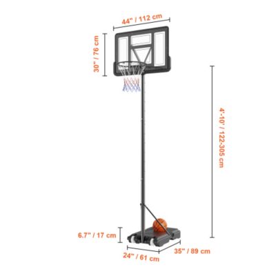 4 .10ft Adjustable Height Basketball Hoop Portable Backboard System 44inch with Wheels and Fillable Base