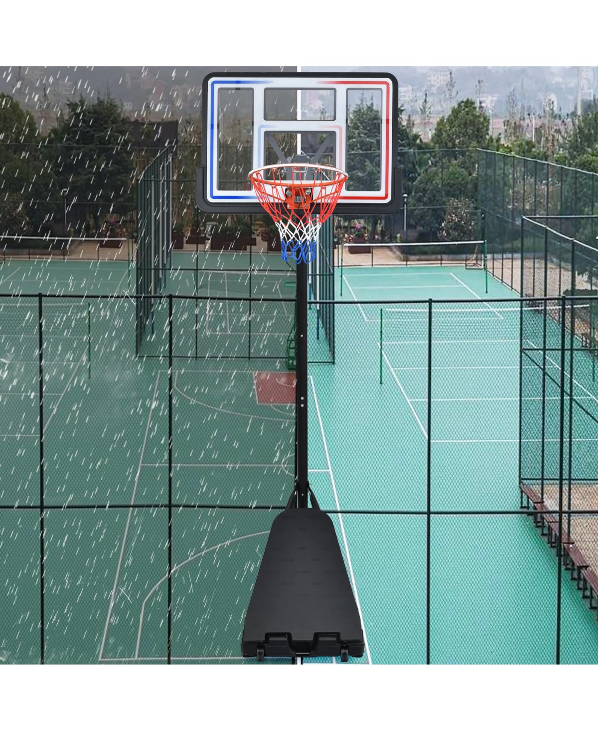 Portable Basketball Hoop System, 8-10ft Height Adjustable for Youth Adults Led Basketball Hoop Lights