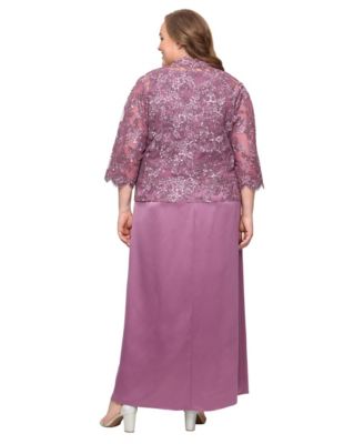 Plus Size Stretch Tulle 3/4-Sleeve Jacket Dress