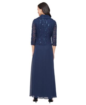 Women's 3/4-Sleeve Lace A-Line Dress