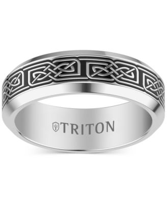 Men's Celtic Design Band in Gray & Black Tungsten 