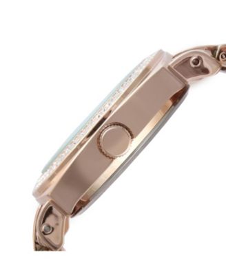 Women's 40mm Rose Gold Boyfriend Bracelet Watch with Crystal Bezel