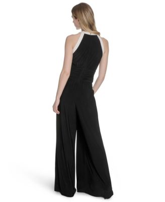 Women's Halter Twist-Front Wide-Leg Jumpsuit