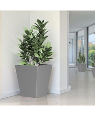 22" Metal Tapered Planter - Burnished Grey