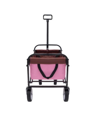 Collapsible Folding Wagon Cart - 225lb Capacity - Pink