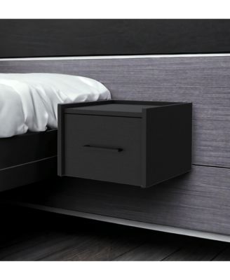 Floating Nightstand with One Drawer in Faux Wood – Space-Saving Storage Solution