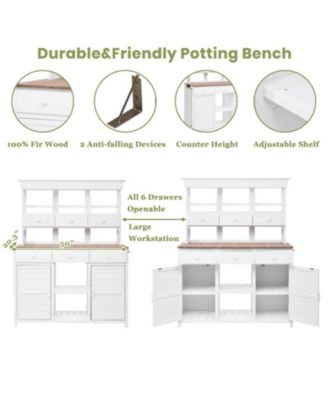 Garden Potting Bench with Hutch & Storage