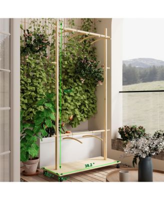 Solid Wood Clothes Drying Rack with Hangers &amp; Wheels