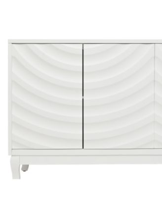 White Sideboard with Wavy Doors & Arched Groove Design