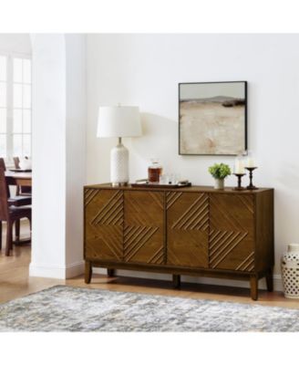 Walnut Farmhouse Buffet Cabinet - 60.5" Sideboard