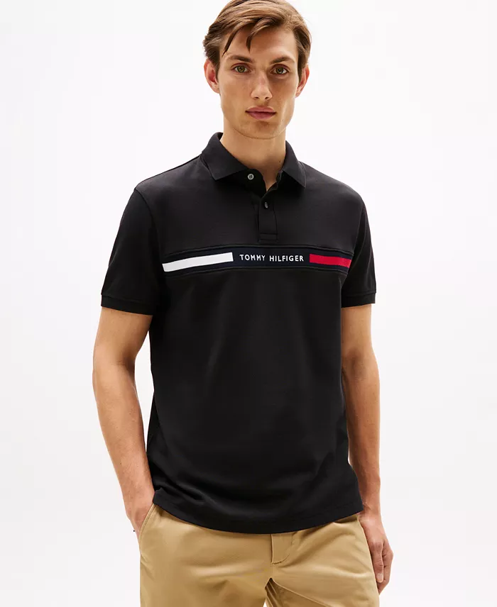Men's Classic-Fit Embroidered Chest Insert Polo Shirt