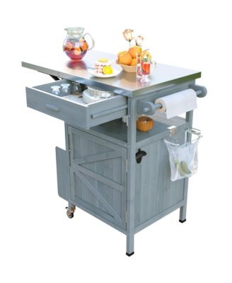 Outdoor Grill Cart with Stainless Steel Top & Storage