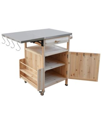 Outdoor Grill Cart with Stainless Steel Top & Storage