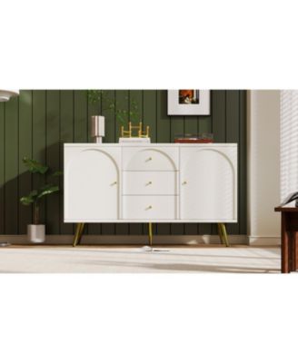 Metal & Wood Dining Cabinet - 3 Drawers, 2 Doors