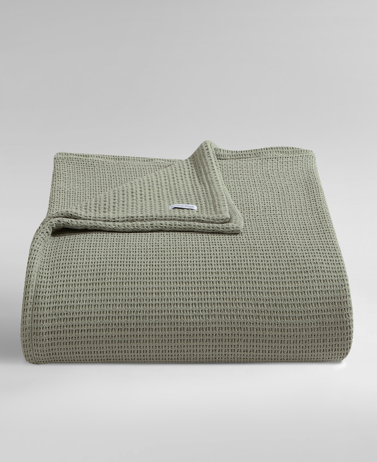 Calvin Klein Honeycomb Cotton Woven Blanket, Queen In Green