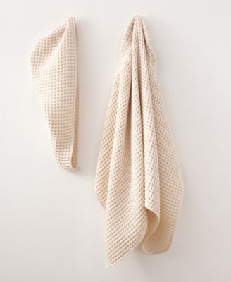 Yarn Dyed Waffle Unbleached Cotton Body and Hair Wrap Set