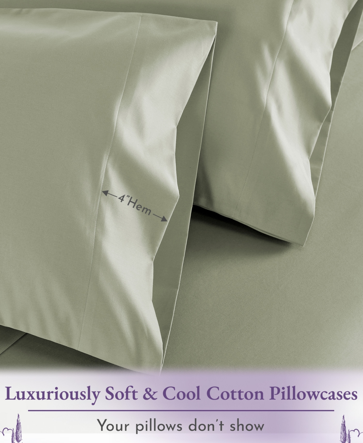 Luxury 1000 Thread Count King Pillow Covers Set of 2 - 100% Cotton Sateen, Smooth and Crisp Premium Cases