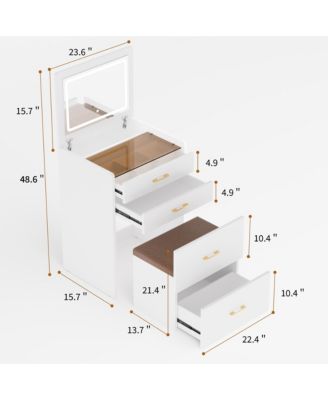 Makeup Vanity Set with Light, Stool & Storage