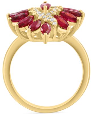 EFFY&reg; Ruby (2-3/8 ct. t.w.) & Diamond (1/6 ct. t.w.) Statement Ring in 14k Yellow Gold