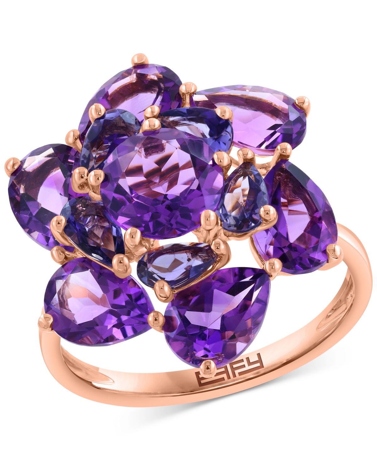 Effy Amethyst (5-1/10 ct. t.w.) & Iolite (3/4 ct. t.w.) Statement Ring in 14k Rose Gold - Multi Stone