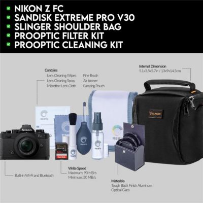 Z fc DX-Format Mirrorless Camera with NIKKOR Z DX 16-50mm f/3.5-6.3 VR Lens, Black with Candisk PRO 64GB, Alpine 120, Pro Optic Filter Kit,ProOp