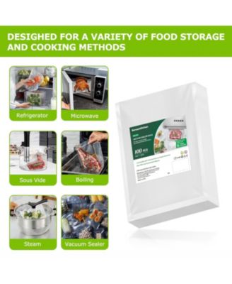 Bonsenkitchen BPA-Free Textured Precut 6" x 10" Vacuum Sealer Bags – 100 Pint Commercial Grade Embossed Bags for Food Storage & Sous Vide