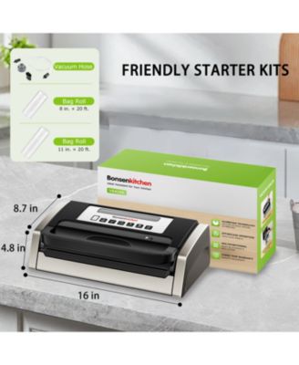 Bonsenkitchen Powerful Low-Noise Vacuum Sealer Machine with Built-in Cutter and Bag Storage